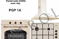 Pachet EVODO (hota, plita, cuptor) electrocasnice rustice crem + bej rustic
